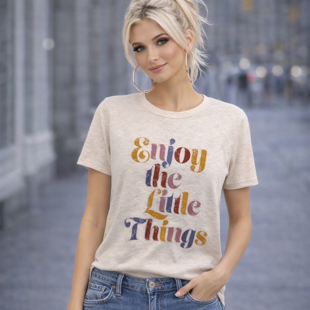 Maurices Graphic Tee - Cream with Multicolor Print